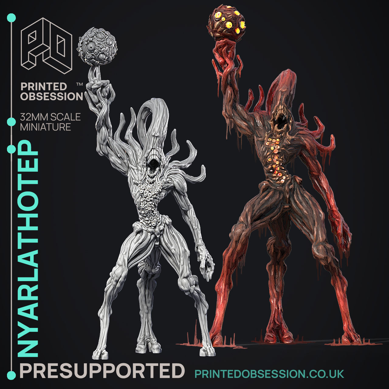 Nyarlathotep - Boss Monster - PRESUPPORTED - Illustrated and Stats - 32mm scale